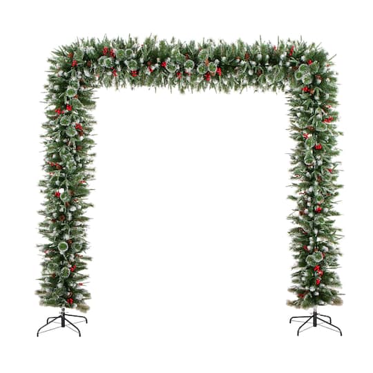 8Ft Holiday Green Pine Artificial Christmas Archway with Pinecones & Berries By Nearly Natural | 8 ft | Michaels®